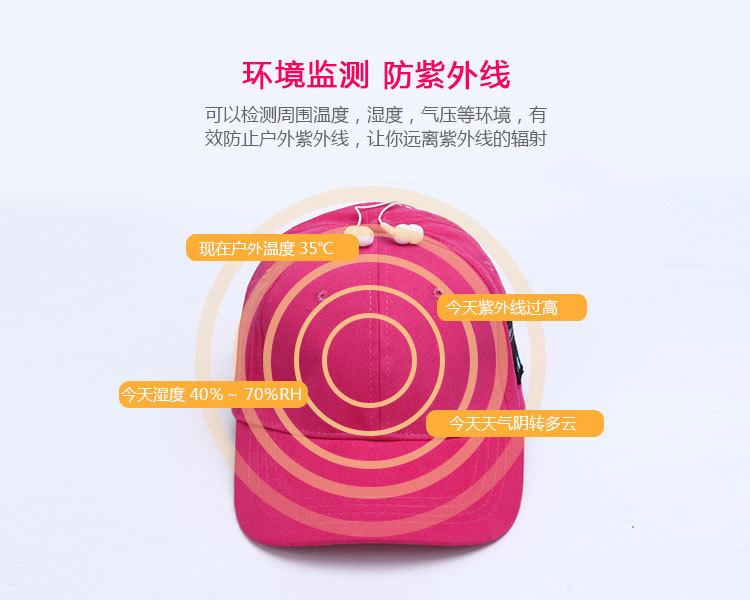 智能帽子方案的功能-環(huán)境監(jiān)測，防紫外線